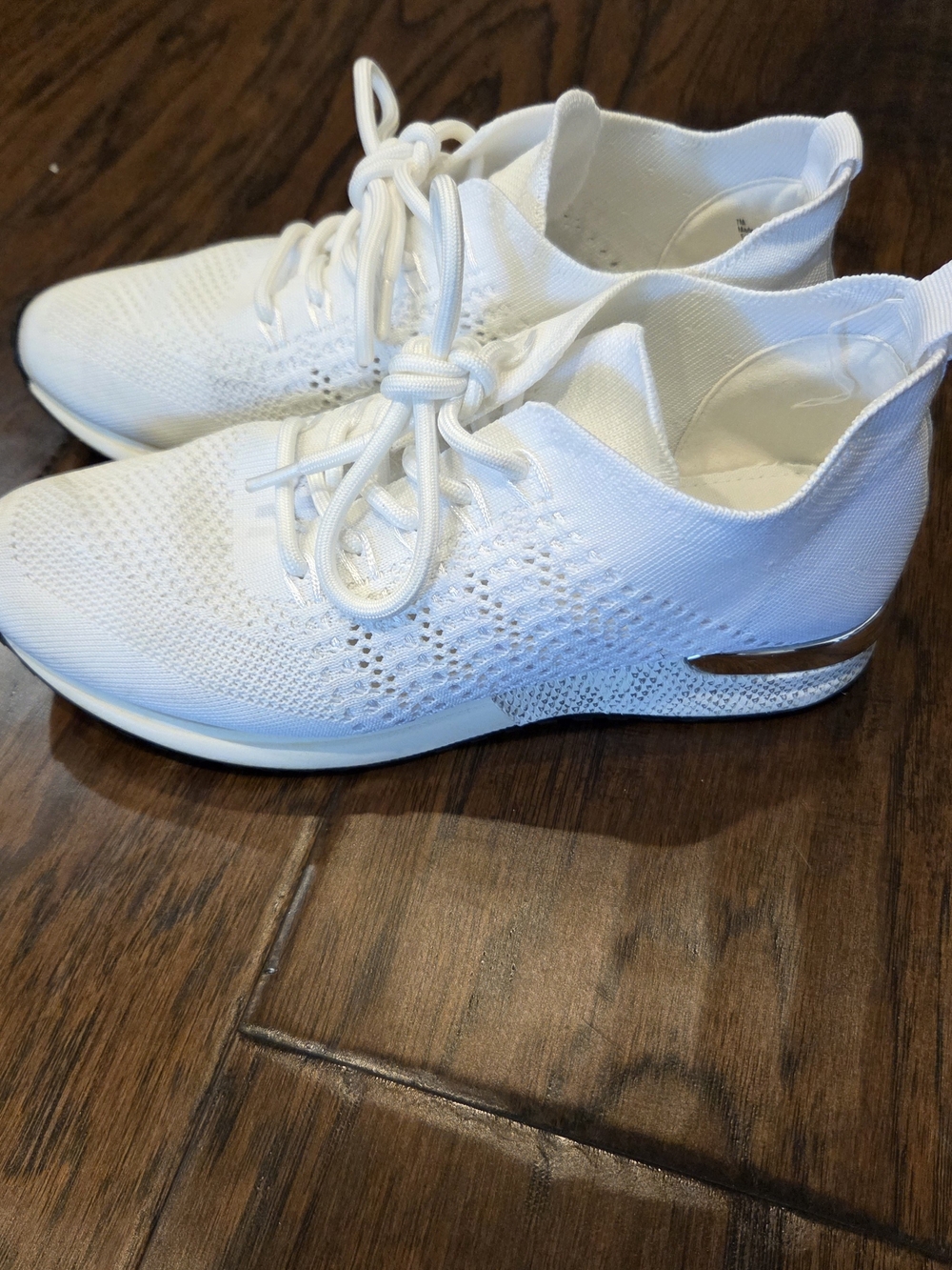 14th & Union White Knit Lace-Up Sneakers